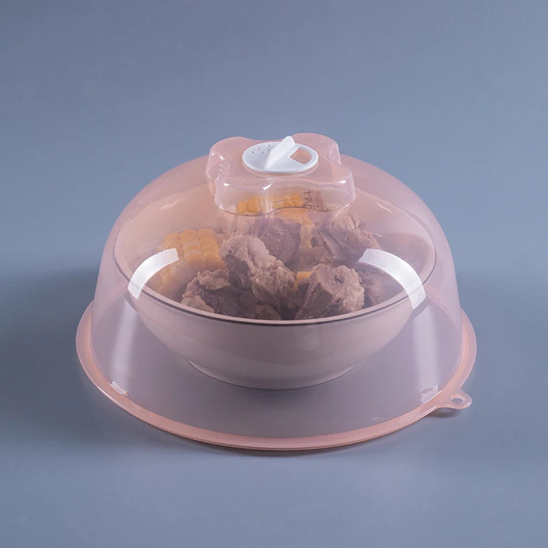Microwave Heating Insulation Tray Thickened Transparent Splash Proof Qme PINK