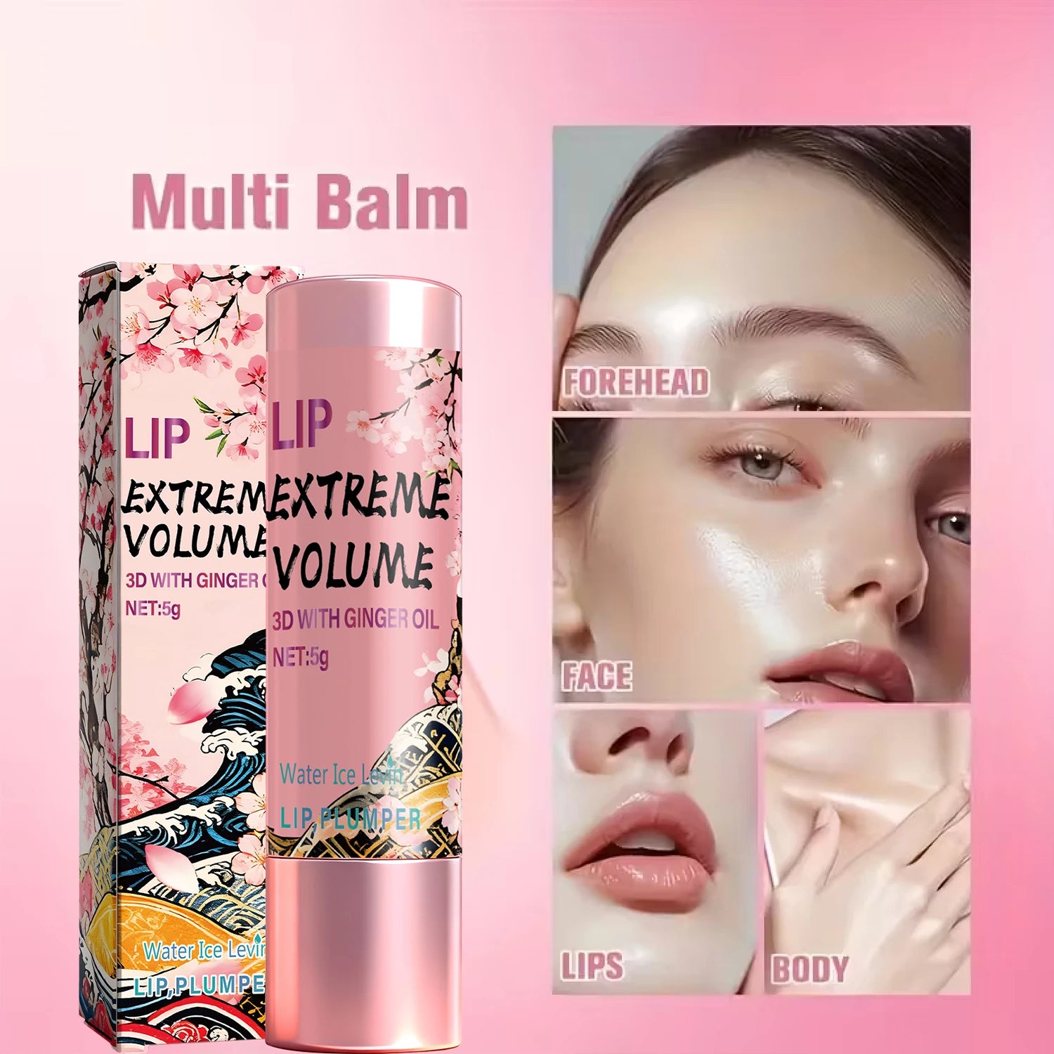 Lip Extreme Volume 3D Cream with Ginger Oil for Plumping & Moisturizing, Day & Night Use, Non-Sticky Smooth Lips. Qme