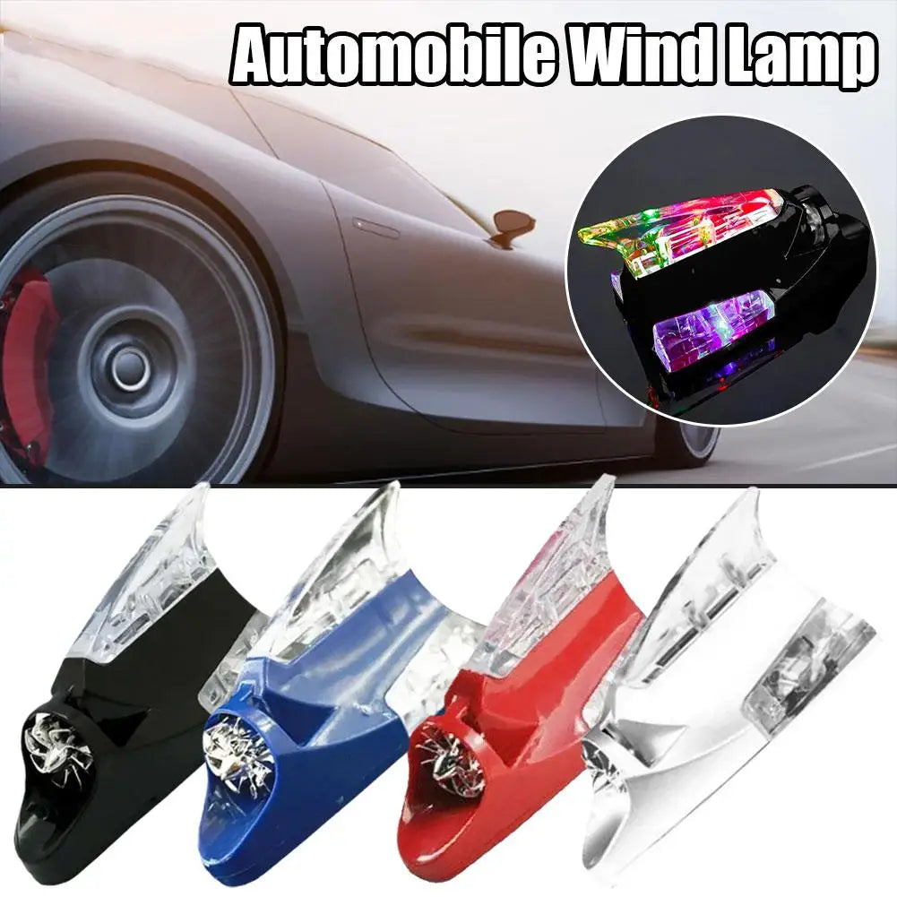 NEW Car decoration antenna shark fin wind light roof modification decorative light wiring free solar warning light Accessories Qme