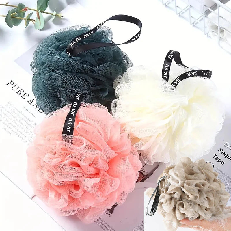Colorful Mesh Pouf Shower Sponge With Loofah And Shower Ball Soft And Gentle On Skin Perfect For Bathing And Showering Qme