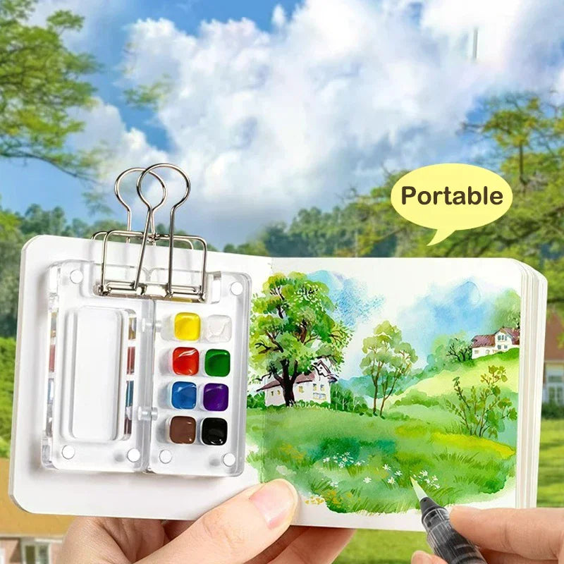 Travel Watercolour Paint Palette Mini Pocket Artist Watercolor Sets Qme