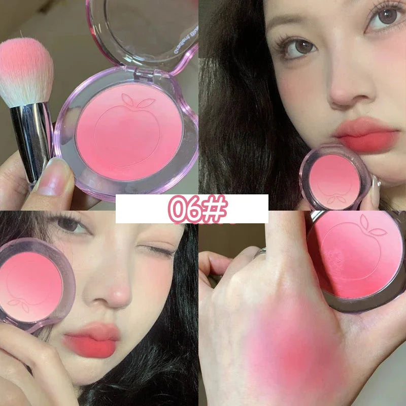 Peach Pink Blusher Matte Purple Cheek Tint Blush Makeup Lasting Brighten Facial Silky Smoothness Rouge Powder Palette Cosmetics Qme B-06