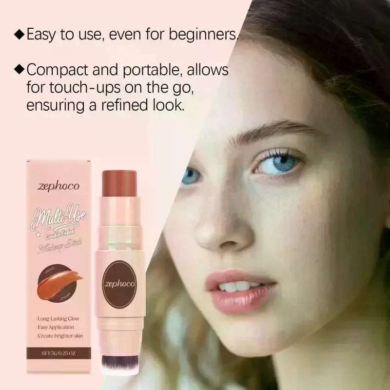 Dual Ended Orange Makeup Stick Long Lasting Hydrating Highlighter Qme