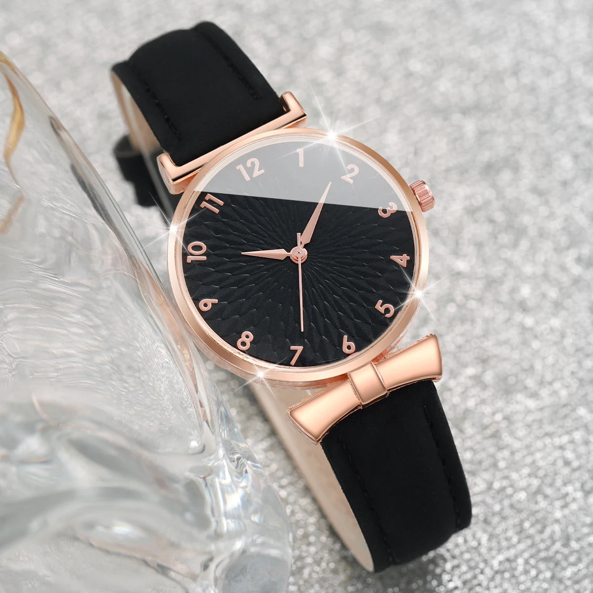 6pcs/set Ladies' belt watch, student ins style Korean version, simple temperament, light luxury, niche with calendar quartz Qme