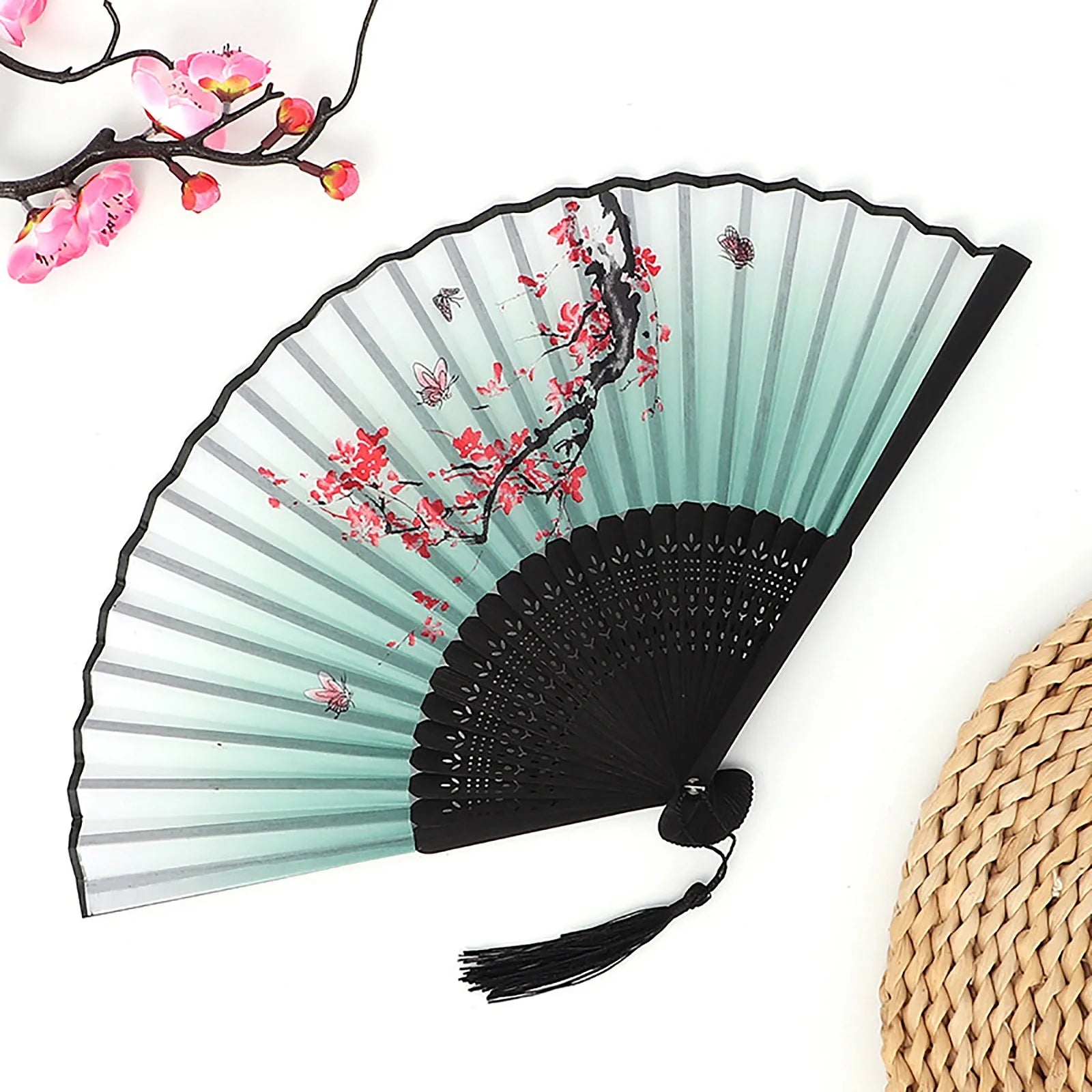 Chinese Style Folding Wood Dance Fans Hollow Ribs Elegant Vintage Style Trim Handheld Fan Foldable Wedding Party Home Decor Qme One Size Q