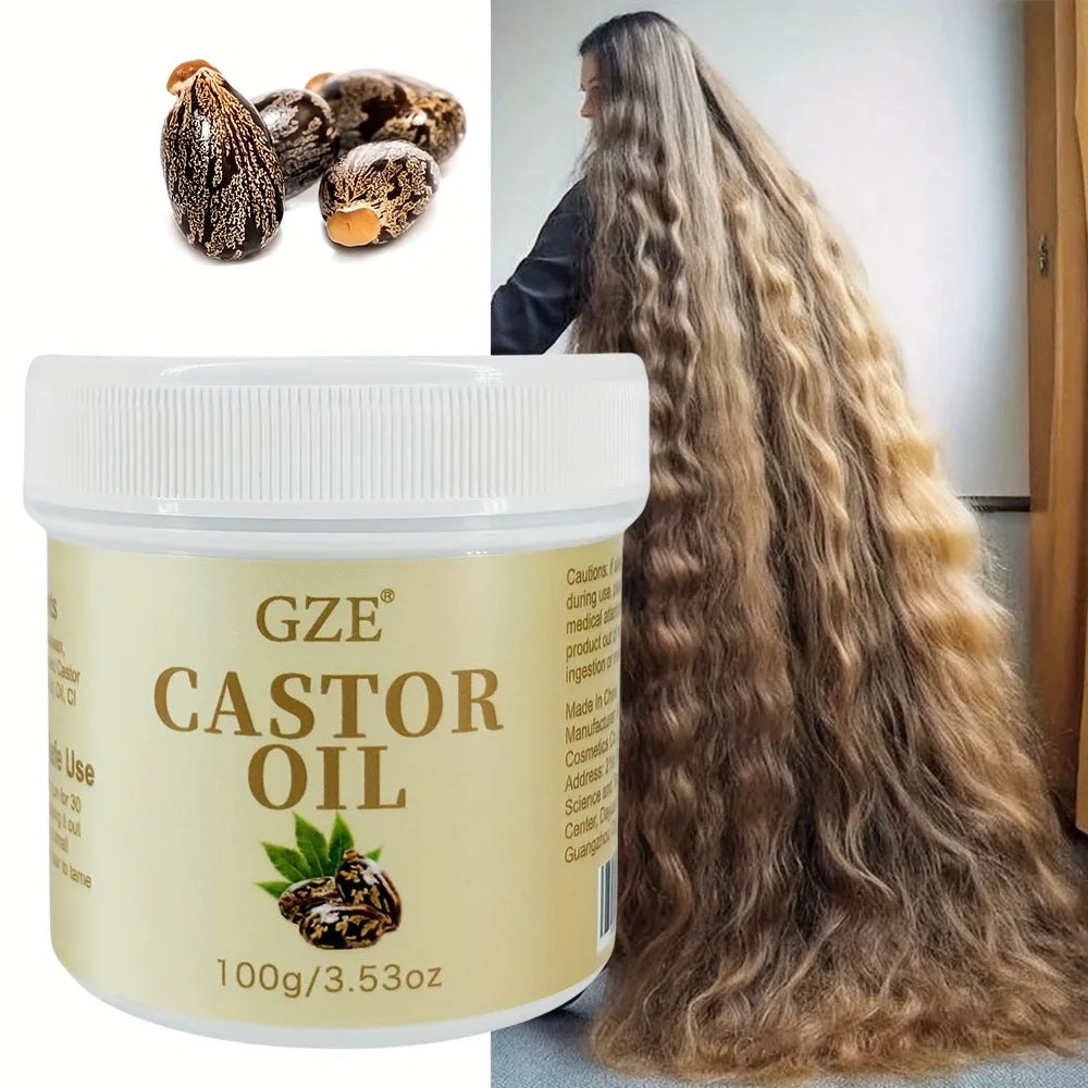 GZE Castor Oil Hair Oil Pressing Oil Deep Conditioning Repair Split Ends Anti-Breakage Silky Hair For Dry Hair Hydrating Qme