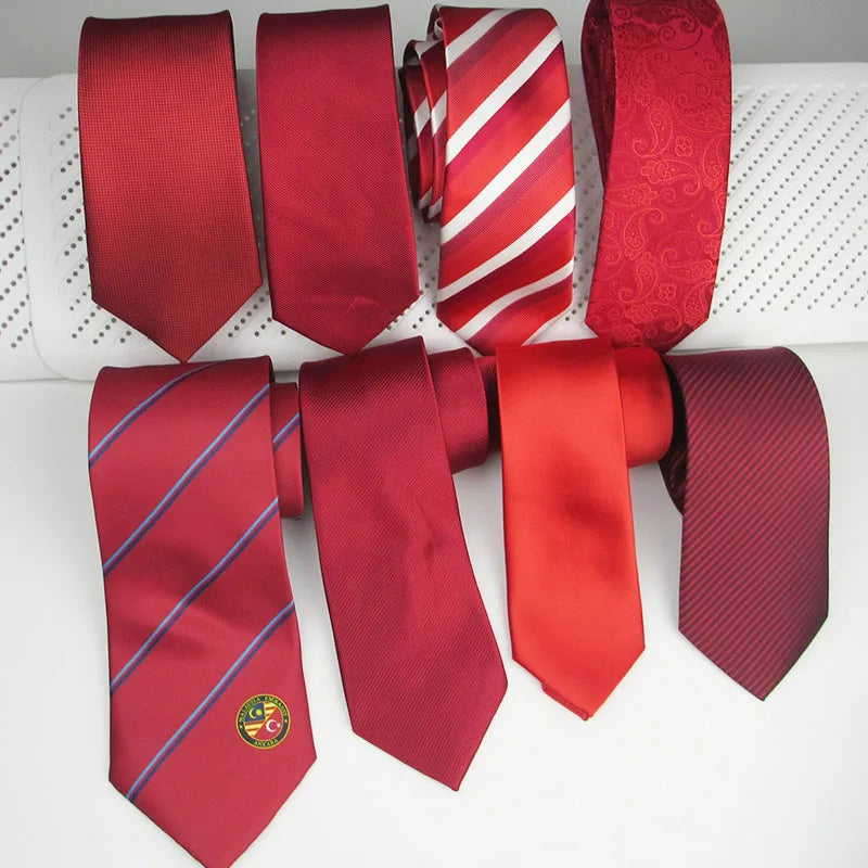 Red Tie Formen Elegant Silk Necktie Legami White Stripe Solid Women Qme