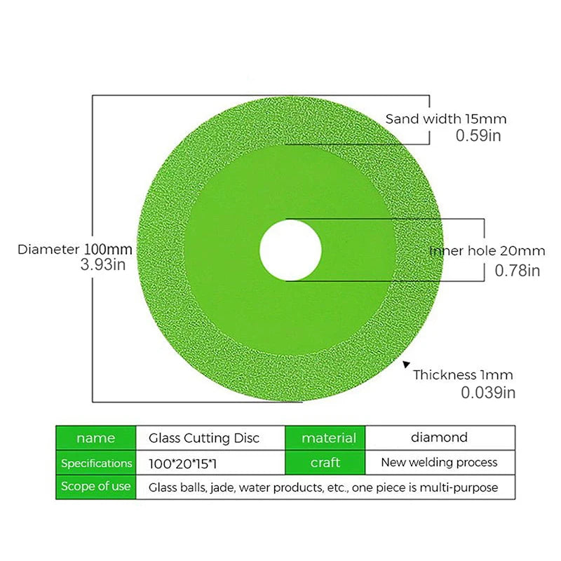 Glass Cutting Disc Blade 100mm Diamond Cutting Disc Marble Saw Blade Ceramic Tile Jade Special Cutting Blade Dropshipping Qme green