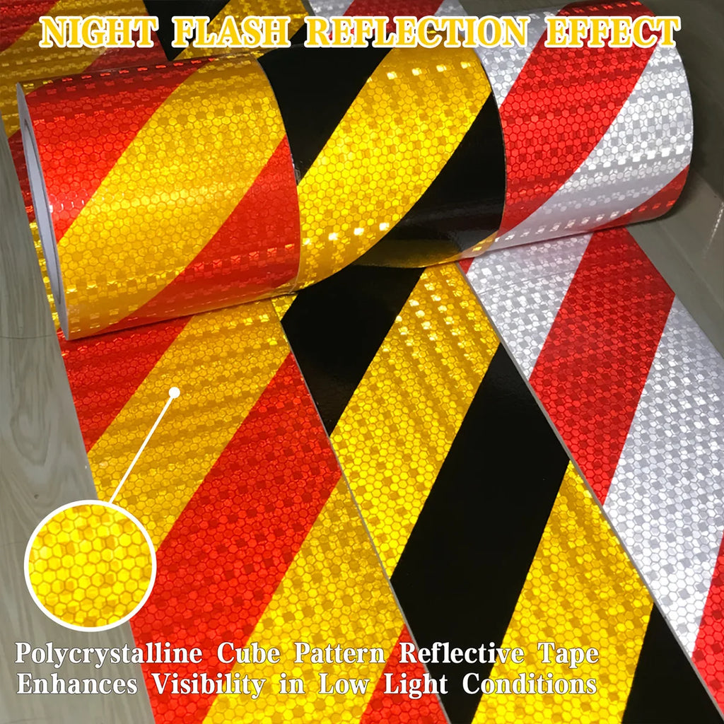 Reflective Twill Lattice Tape Waterproof Self-Adhesive Safety Warning Sticker Conspicuity Mark for Truck Vehicle Warning Qme