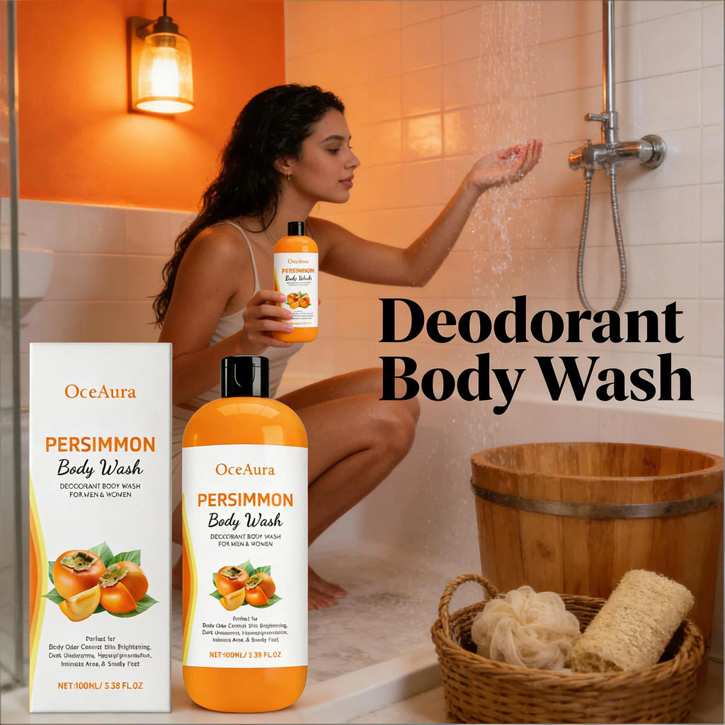 Persimmon Body Wash Man Sweat Odor Removal Gently Clean Dirt Grease Anti Drying Brighten Dark Skin Exfoliating Body Shower Gel Qme