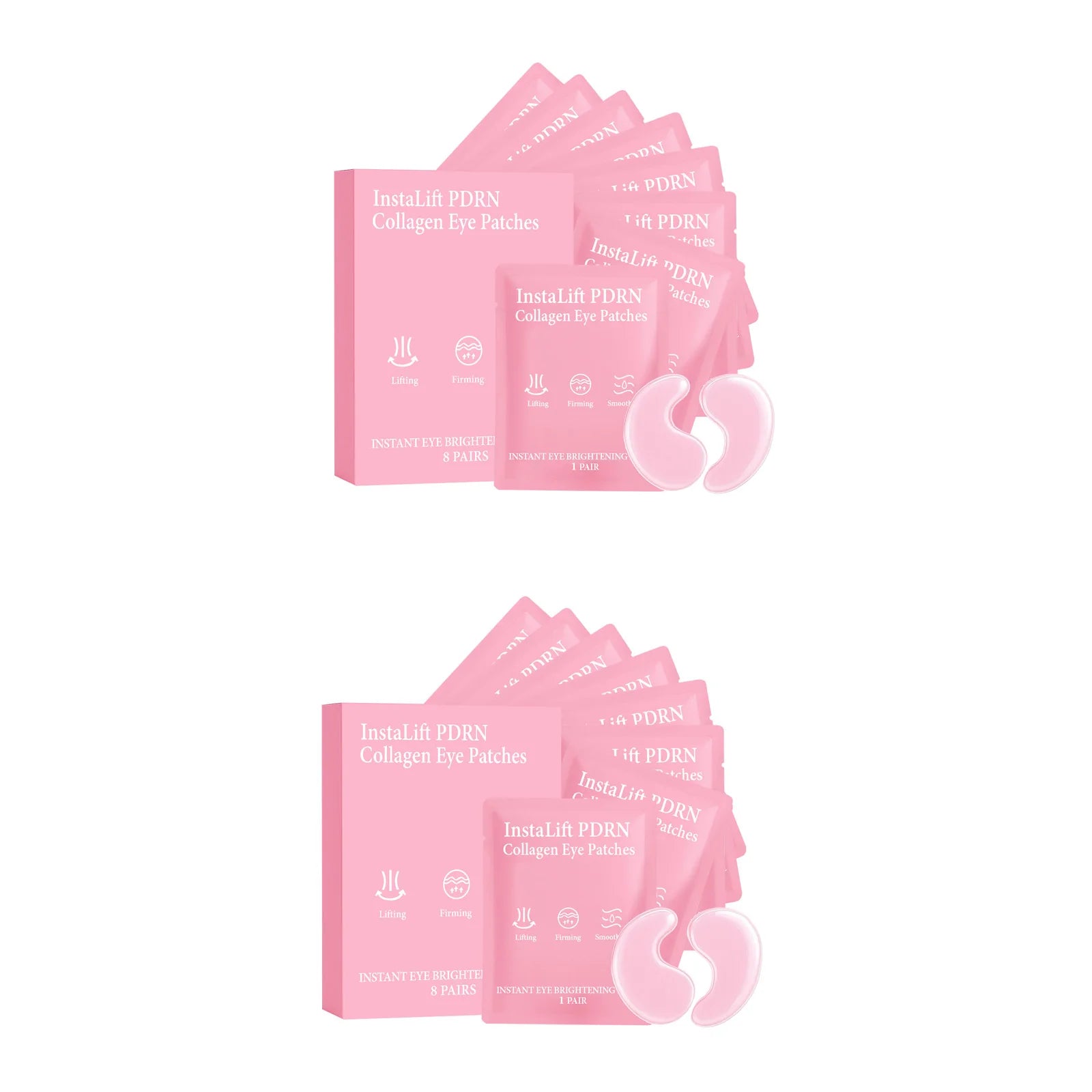 Instalift PDRN Collagen Eye Patches Anti Dark Circles Eye Bags Anti Wrinkles Hydrogel Under Eye Mask with Niacinamide & Caffeine Qme 16Pcs Boxed