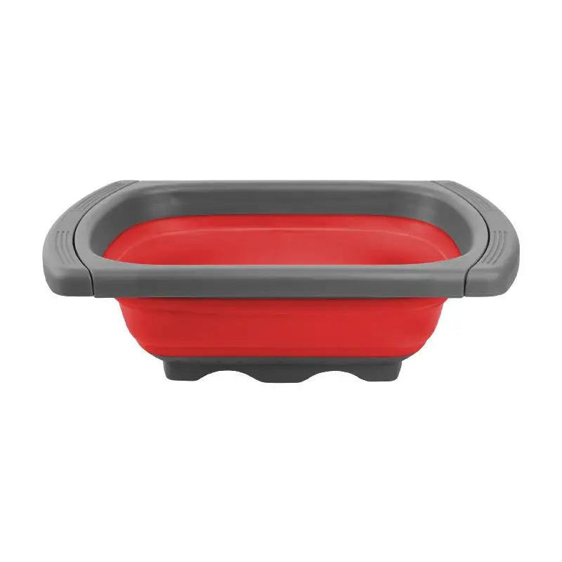 Fruit Vegetable Washing Basket Foldable Strainer Silicone Colander Qme Red