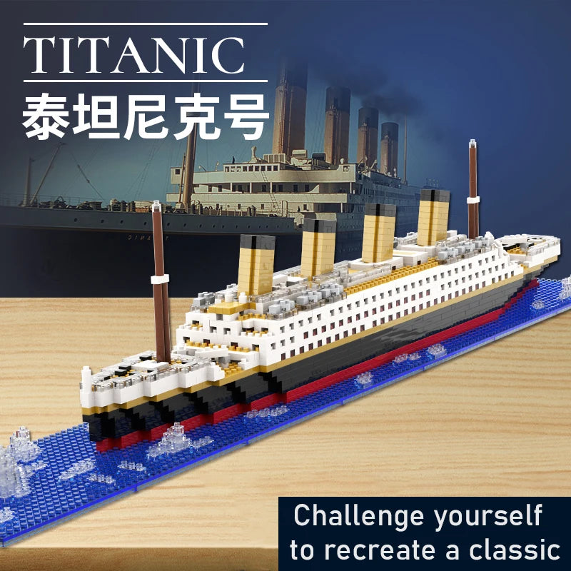 Small Particle Building Block Assembly Toy Titanic Giant Boy Girl Puzzle Cruise Ship Brick Model Kit Desltop Birthday Gift Child Qme