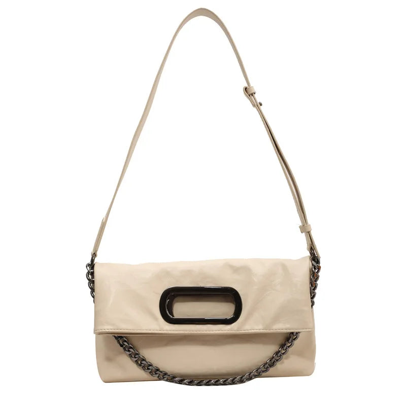 Large Capacity Commuter Tote Bag Women Vintage Chic Summer Shoulder Qme Beige