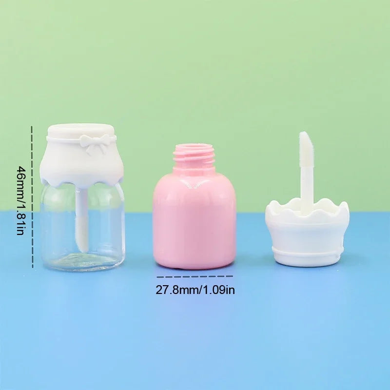 Milk Bottle Cute Lip Gloss Tube Transparent Pink Empty Lips Glaze Qme