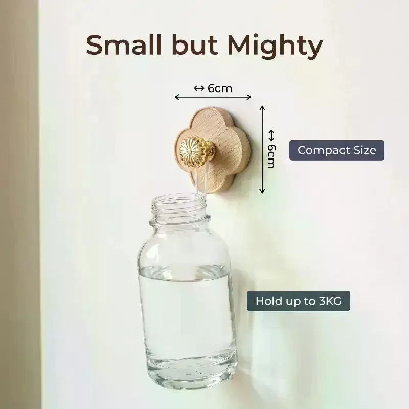 Wood Grain Wall Hook No Drill 3s Installation 3KG Load Capacity For Bathroom Kitchen Home Use Qme