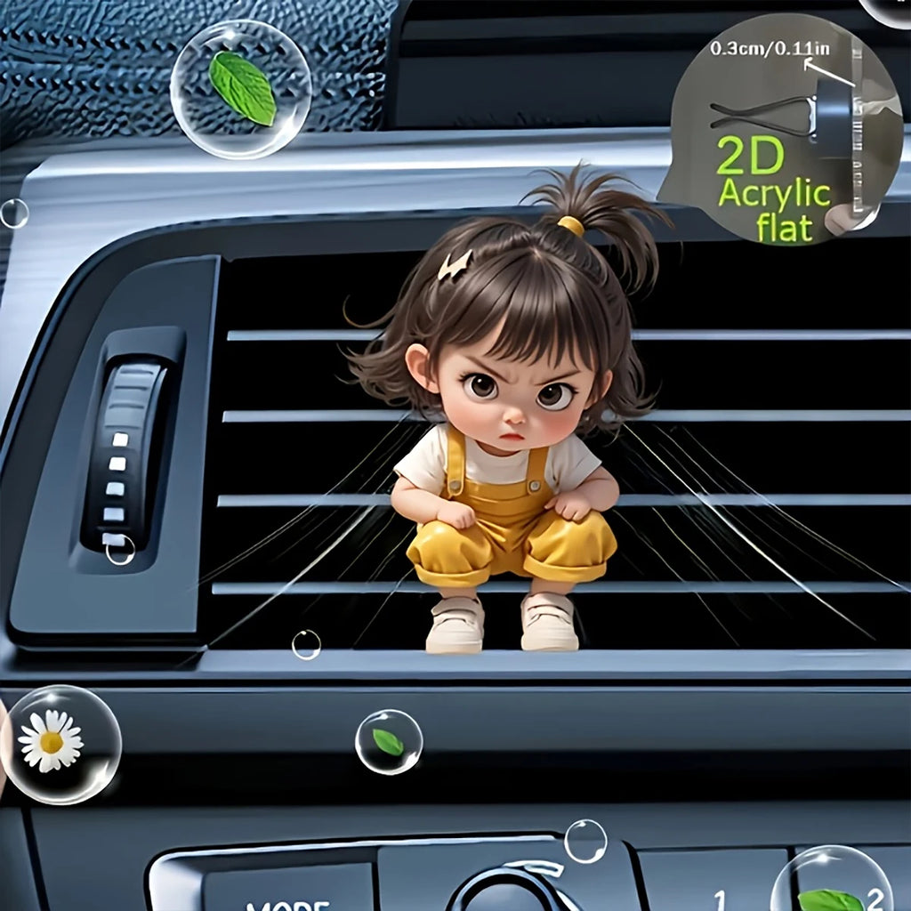 Cute Little Girl Acrylic Car Vent Clip Decoration Fragrance Diffuser Qme