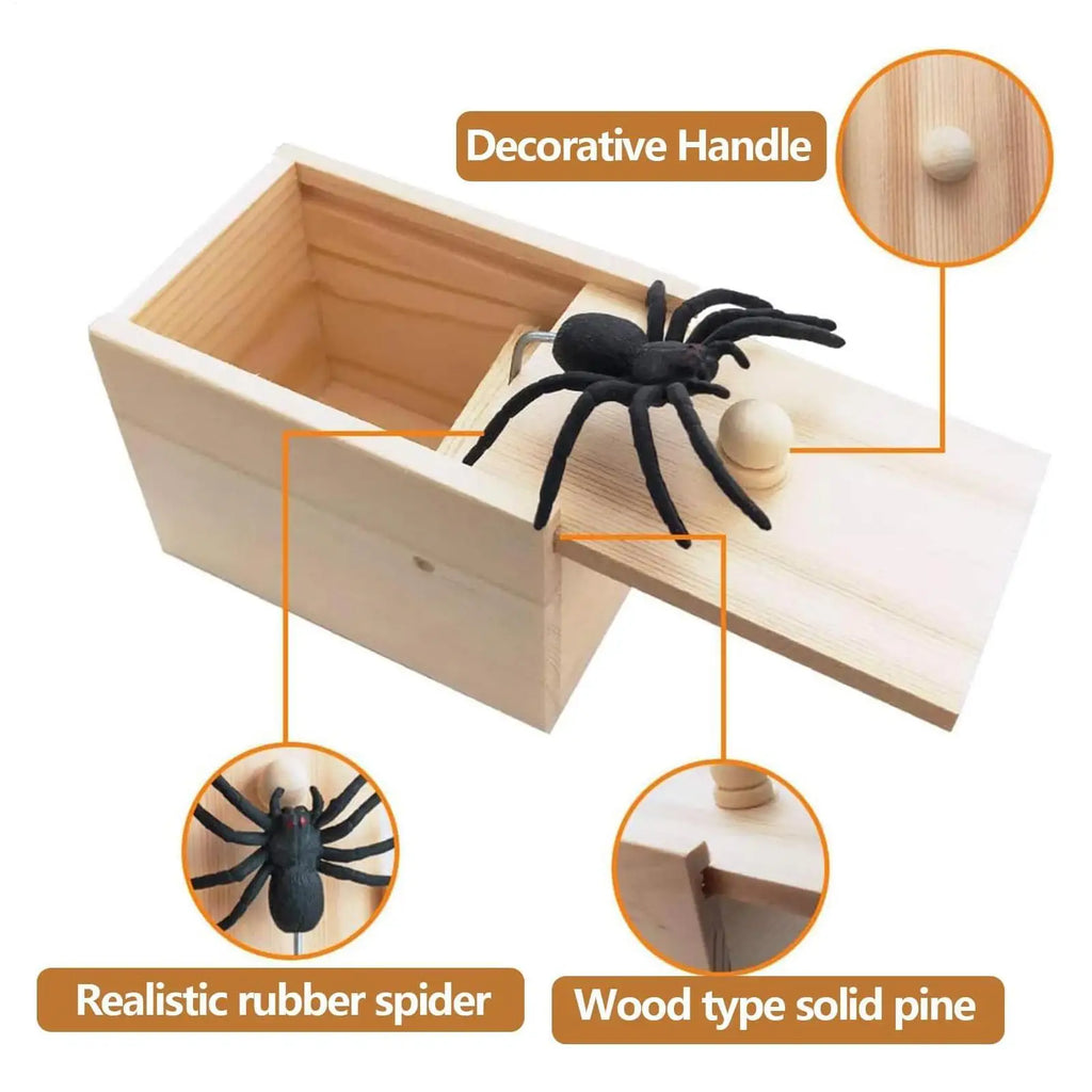 Spider Box Scary Home Decor Fake Spider Jump Rubber Animal Prank Toys for Coworkers Kids Holiday Party Birthday Fool's Day Qme