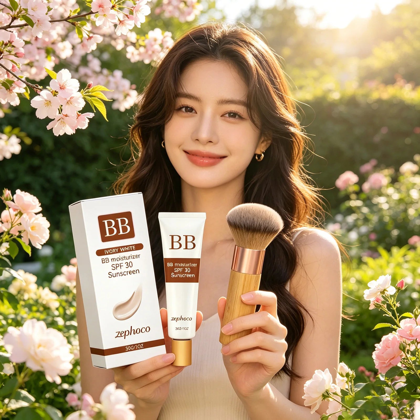 zephoco BB Cream Sunscreen SPF30 Anti Sun Moisturizing Blemish Cover Lasting Even Skin Tone Three-Dimensional Makeup Foundation Qme