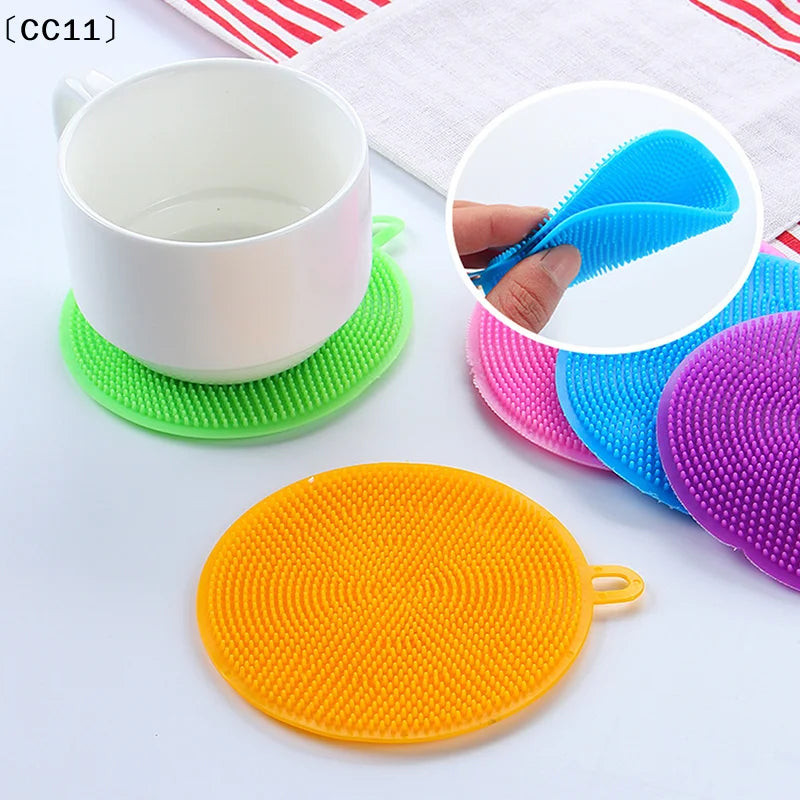 Silicone Cleaning Brushes Soft Scouring Pad Washing Sponge Dish Bowl Qme