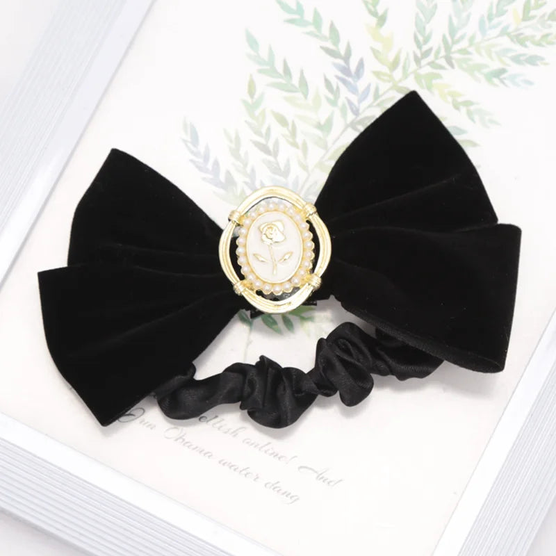 Black Velvet Bow Hairpin Elegant Fabric Roses Hair Clips Girls Women Qme