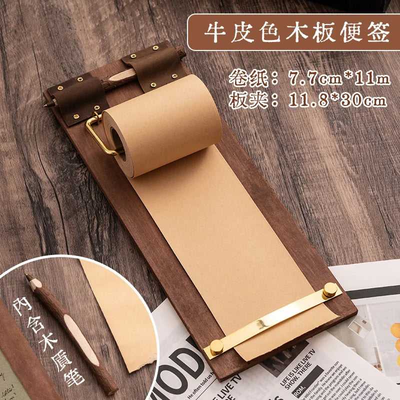 Retro Note Splint Can Be Hung Roll Paper Non-stick Wind Wood Board Qme YELLOW
