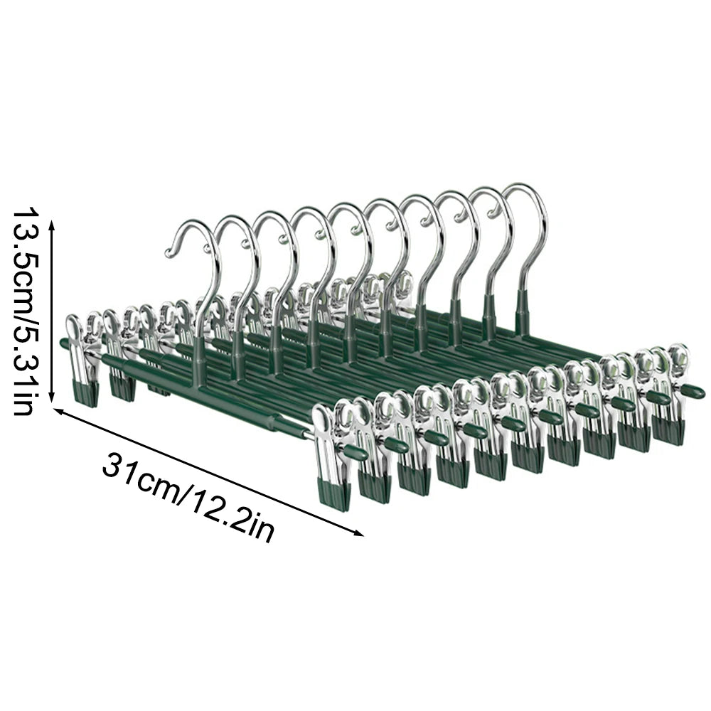 Adjustable Metal Hangers with Clips, Non-Slip Space-Saving for Pants/Skirts & All Garments, Keep Clothes Tidy & Organized Qme
