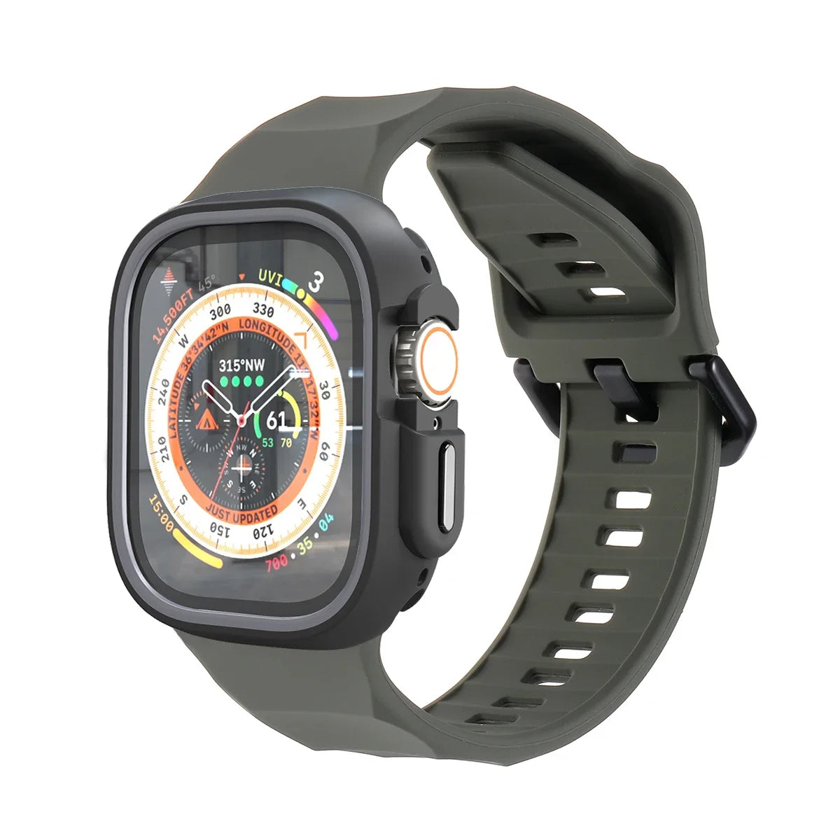 Silicone Sport Strap+Case for apple watch 9 8 7 6 SE 5 Ultra 2 Belt Bracelet Iwatch Series 49mm 45mm 41mm 44mm Protective Cover Qme Gray DarkGr 44mm Series SE 456