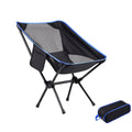 Outdoor moon chair, camping folding chair, portable leisure backrest chair, ultra-light aluminum alloy folding chair Comfortable Qme black-blue edges