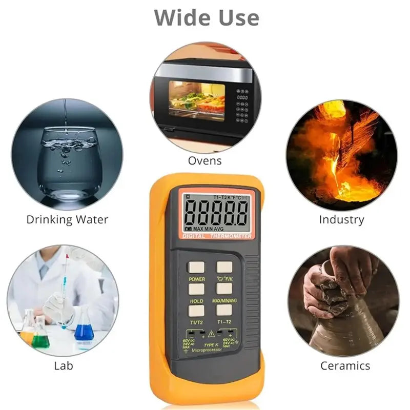 A02F-2 Set Precise Temperature Measurement Monitoring Heat Meter With 8 Thermocouples Probes Sensor K Type Qme