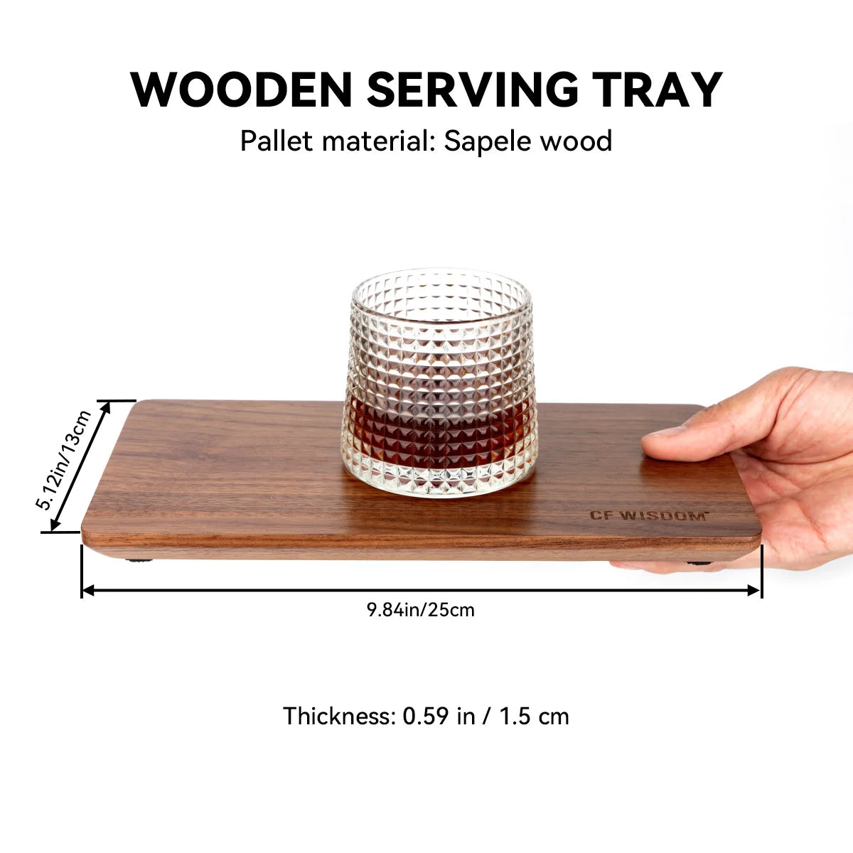 Wooden Serving Tray Rectangular Decorative Kitchen Table Modern Qme