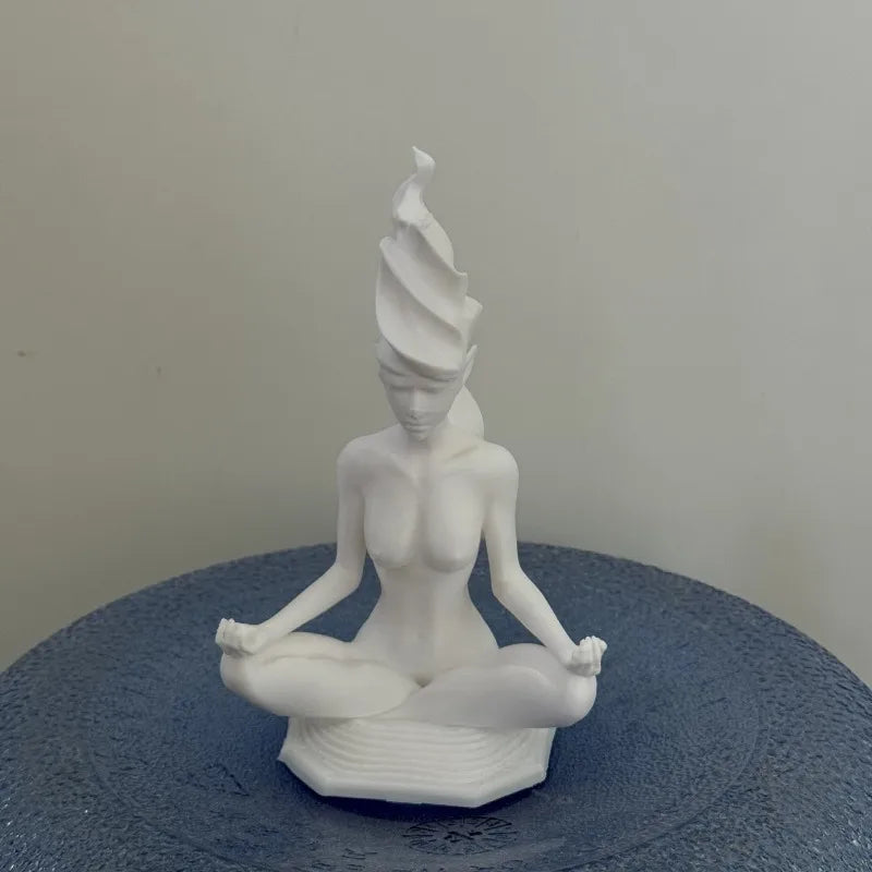 Nature Goddess Figurine Mindful Yoga Practice Elegant Decor Enhance Qme Pure White