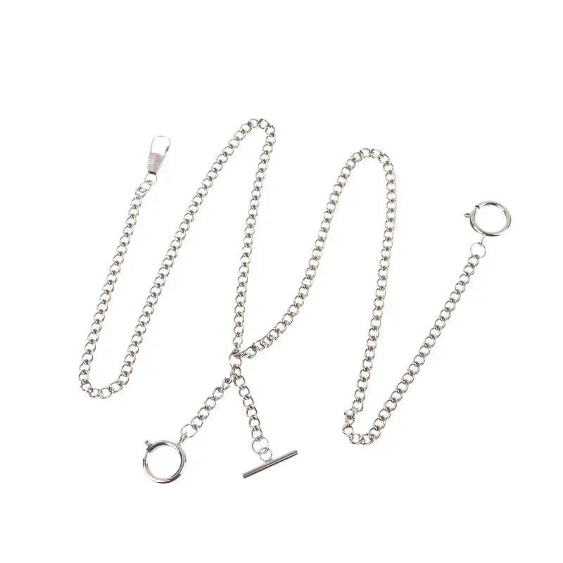 Double Chain Pocket Watch Chain Curb Link Chain Clip Pocket Chain For Men And Women For Christmas And Father's Day Gift Qme