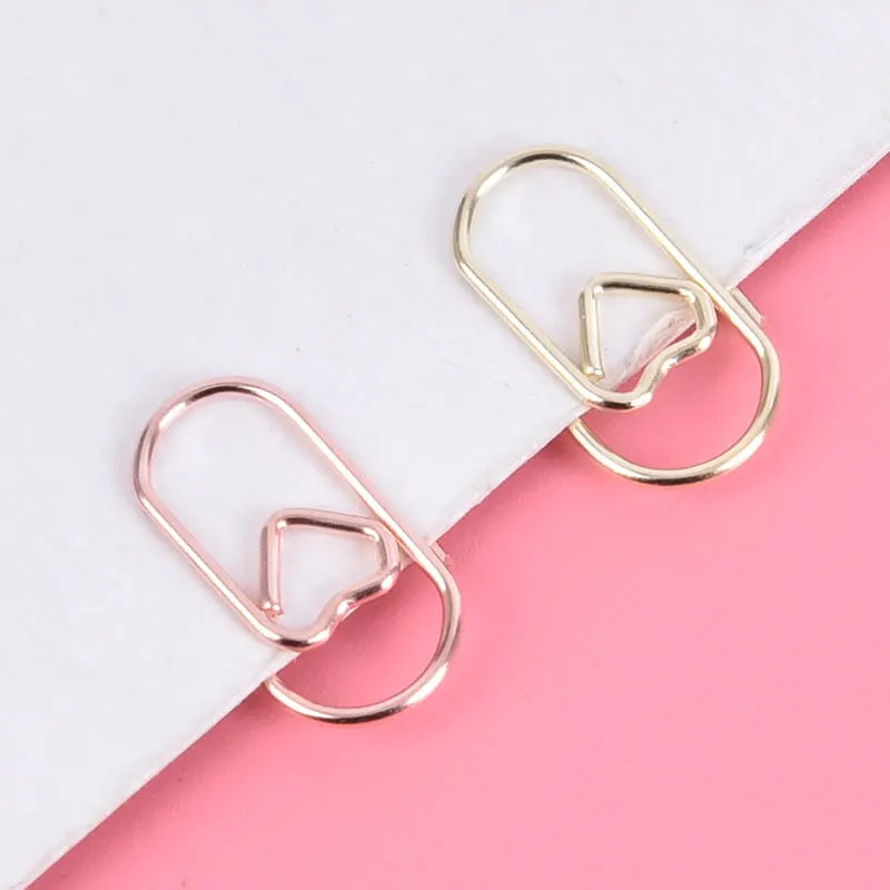 Bag Mini Heart Gold Rose Clip Bookmark Binder Office Accessories Qme
