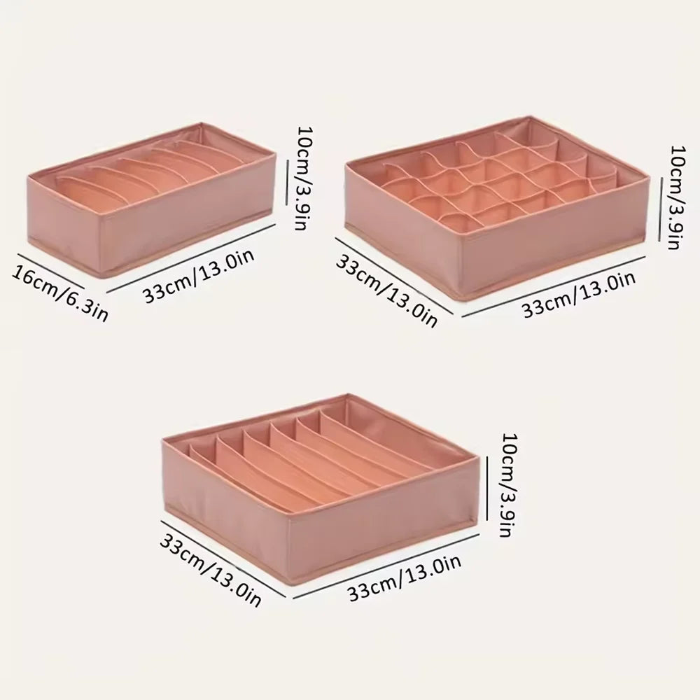 3-Piece Underwear Drawer Organizer Set: Multi-Compartment Storage Box for Bras Panties & Socks | Fits in Dresser Qme
