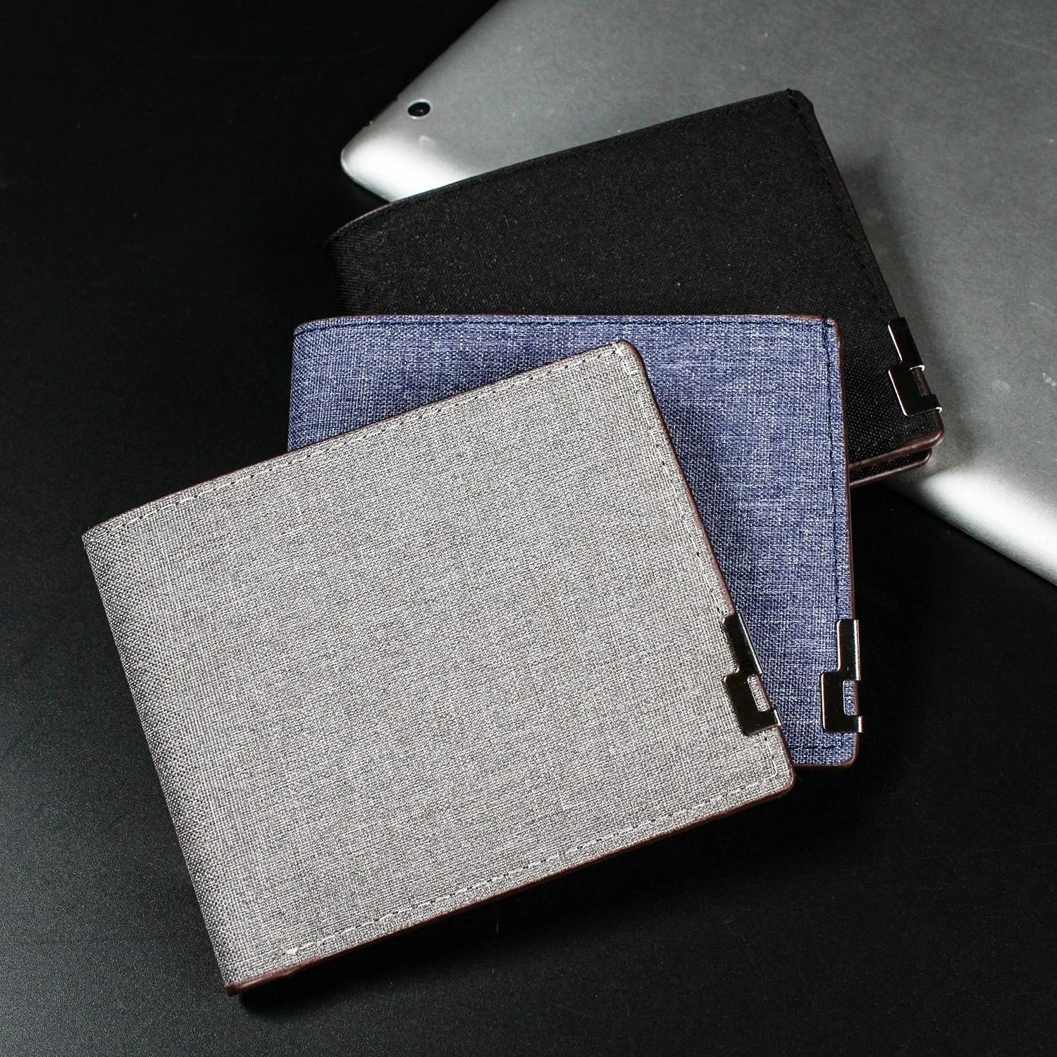 Denim Leather Storage Wallet Men Multi-functional Money Clip Simplified Coin Purse Large-capacity Multi-layer Storage Bags Qme