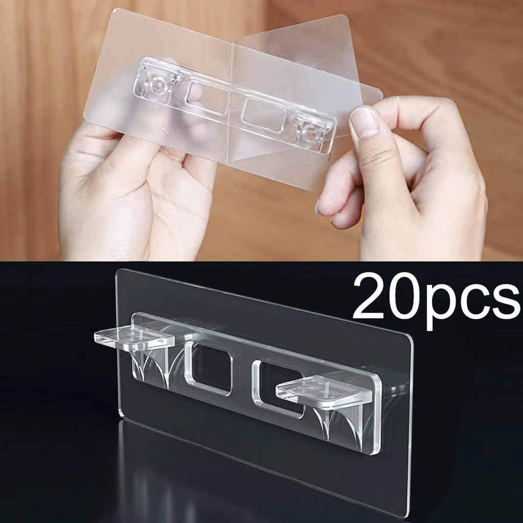Adhesive Shelf Bracket No Drill Clear Plastic Shelf Support For Wardrobe Cabinet Qme 20pcs 5.5inch