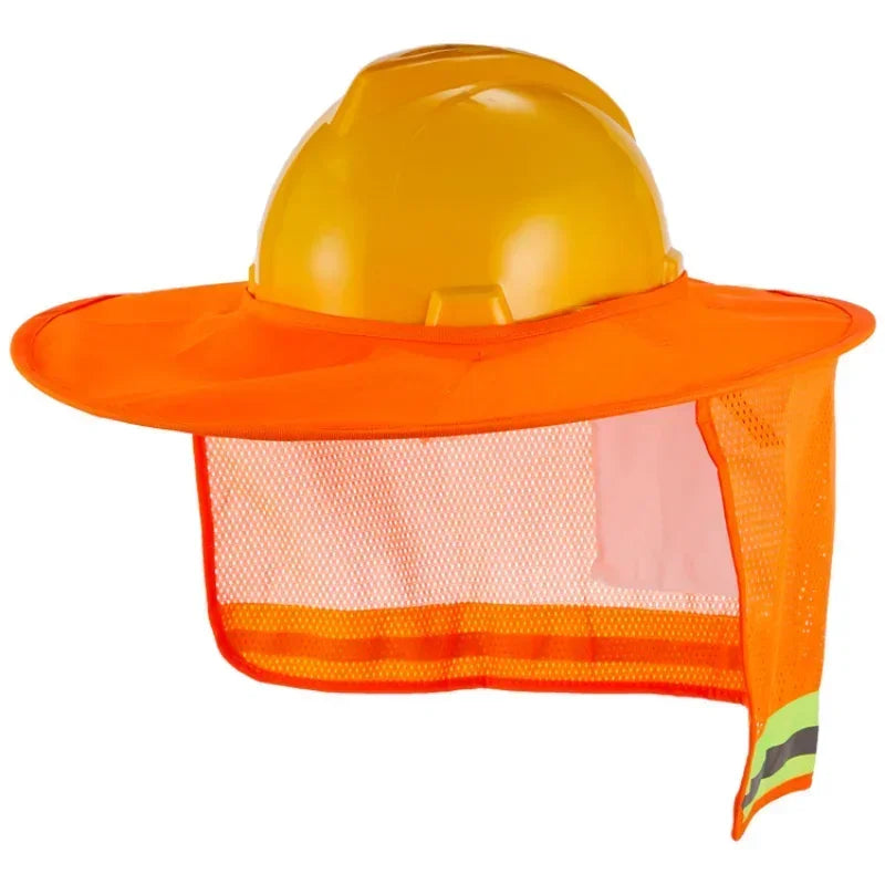 Summer practical mesh safety helmet cover with reflective stripe, neck cover, and sun visor Qme