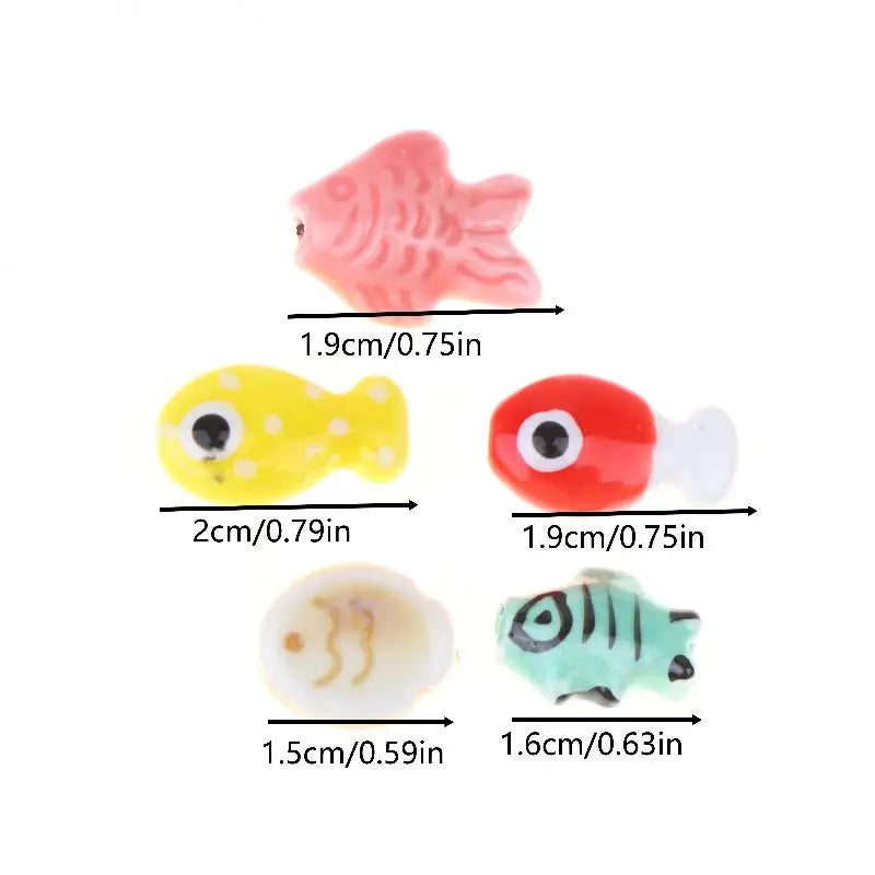 10Pcs Cute Ceramic Fish Beads Handmade Colorful Loose Spacer Beads For Jewelry Making DIY Bracelet Necklace Accessories Qme