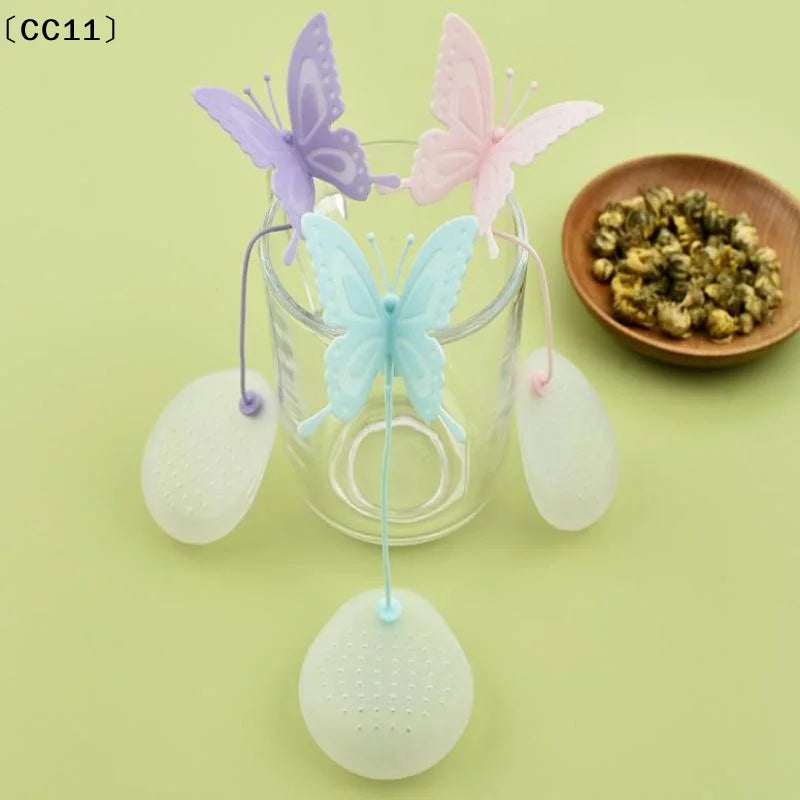 Butterfly Tea Bags Strainers Silicone Filter Infuser Silica Teabags Qme