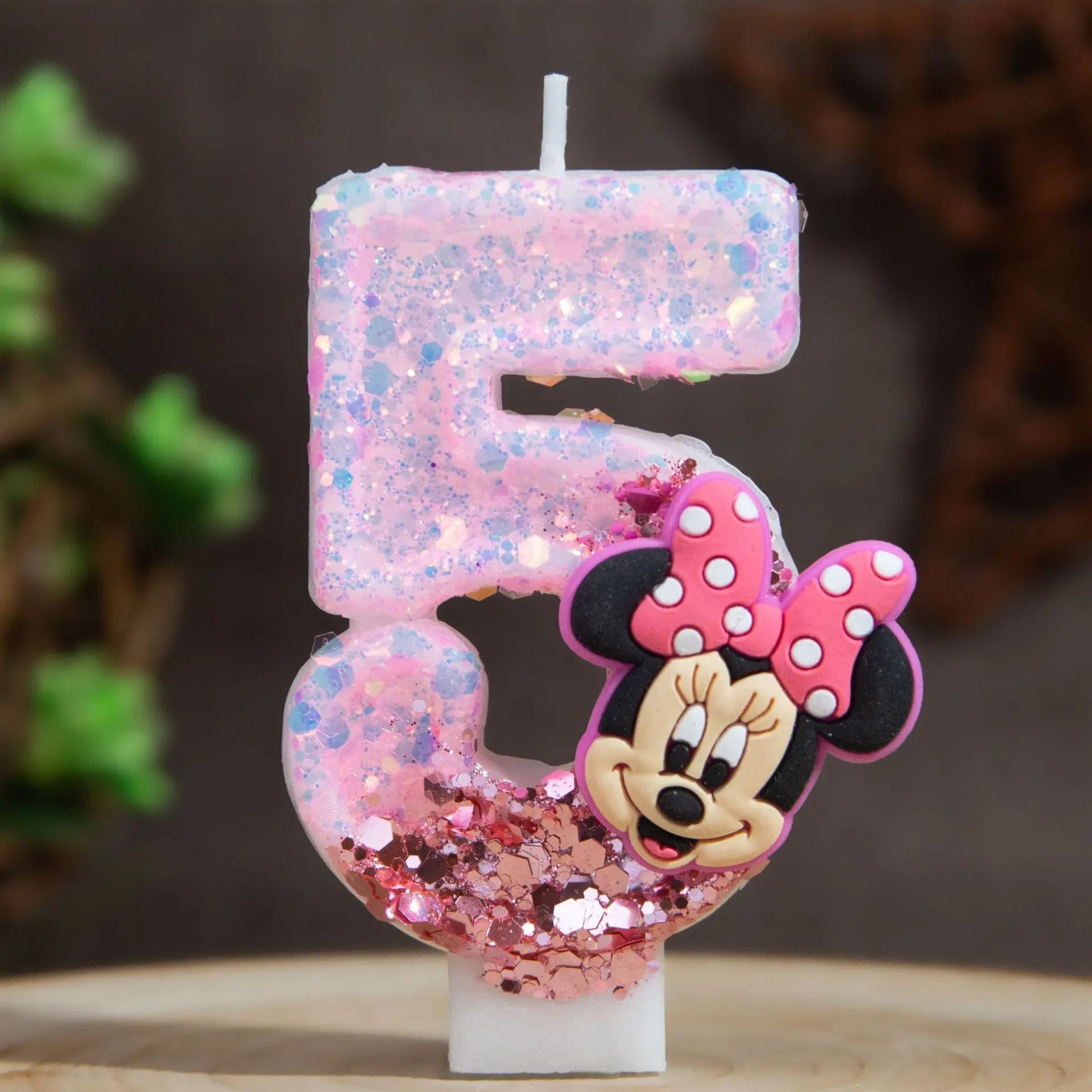 Minnie's Birthday Candles Mickey's Creative Glitter Cake Anniversary Anniversary Celebration Atmosphere Candle Plug-in Qme 5