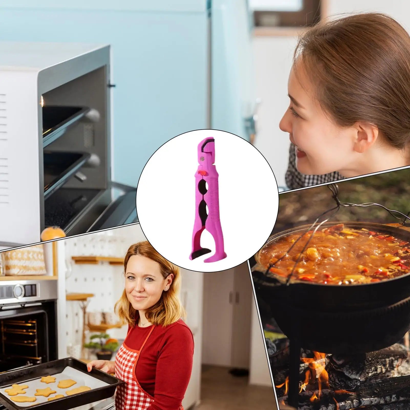 3In 1 Hot Plate Gripper Multi-angle Anti-Scald Bowl Holder Clip Hot Plate Grabber Tool With Lock Kitchen Tools Qme
