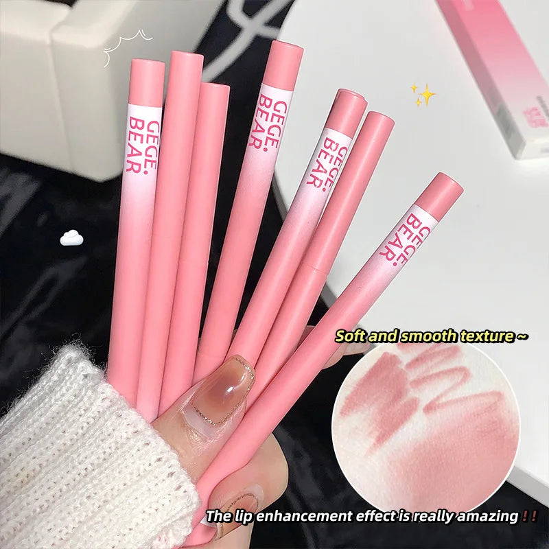 Gege Bear Lip Liner Shimmer Matte Pencil Long Lasting Lipstick Pen Qme
