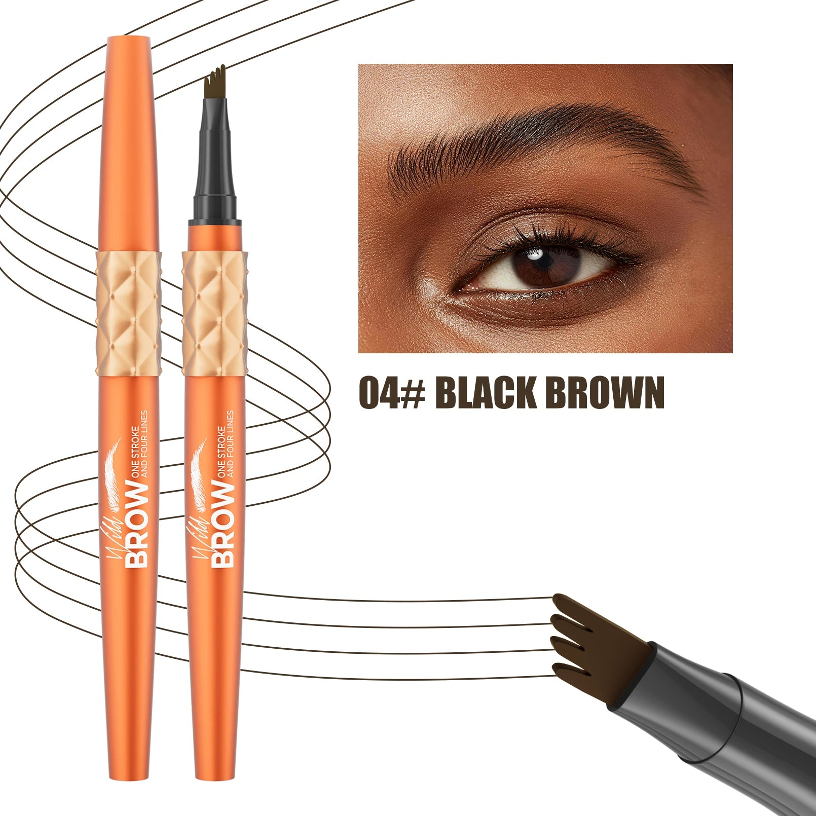 1PC 4 Split Head Eyebrow Tattoo Pen Waterproof Sweatproof Long Lasting Liquid Eyebrow Pen Natural Wild Brow Makeup Qme 9716-4