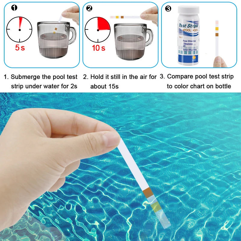 Chlorine PH Test Strips SPA Swimming Pool Water Tester Paper Residual Qme
