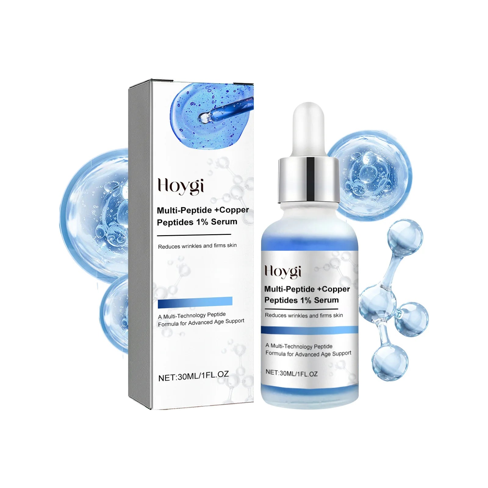 Blue Copper Peptide Serum Anti Wrinkle Shrink Pores Skin Care Rejuvenation Hyaluronic Acid Brightening Spot Moisturizing Serum Qme 1pc