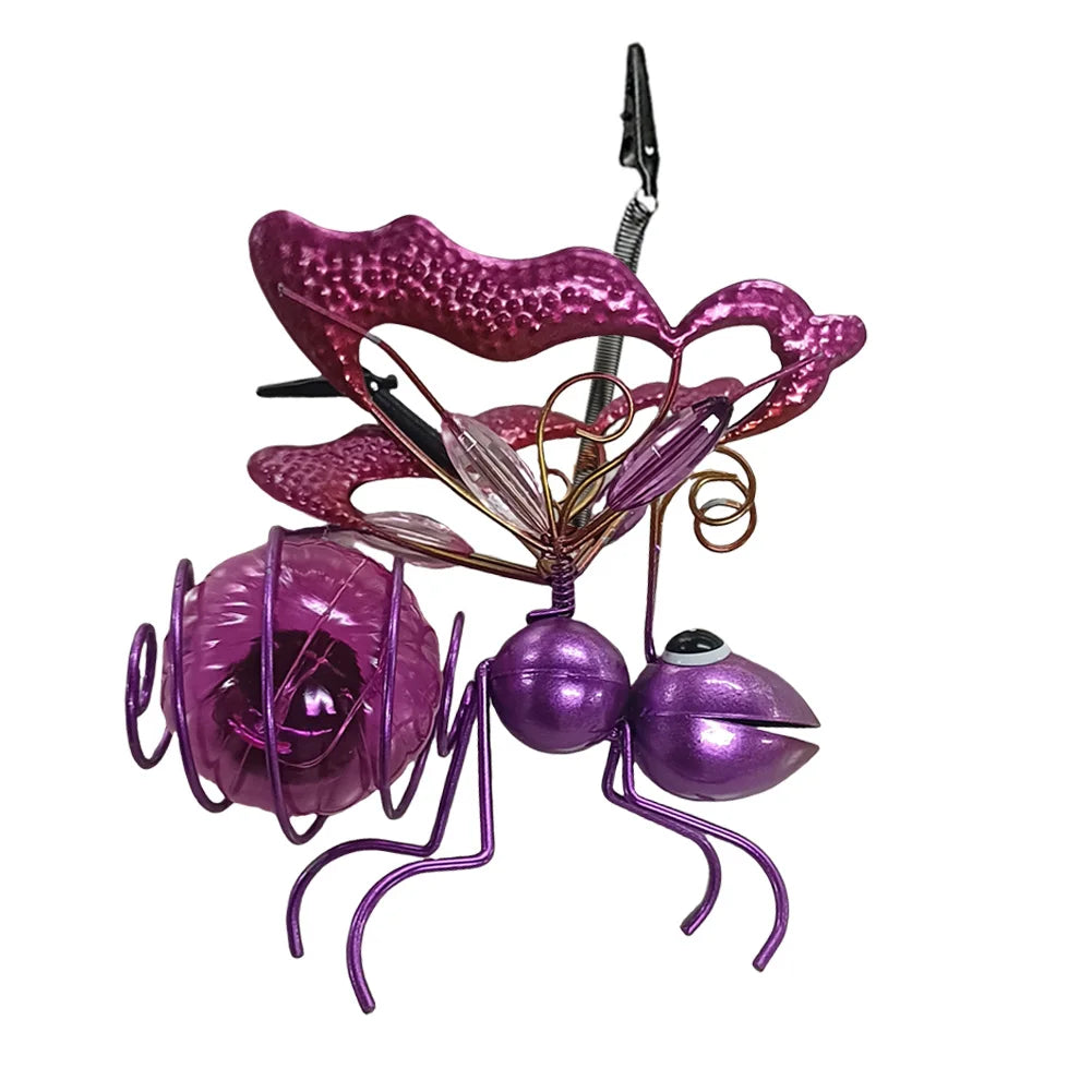 Solar-Powered Hanging Metal Bees Light Garden Decor Lady Sculpture with Bouncy Springs Summer Outdoor Art Decorations Qme C