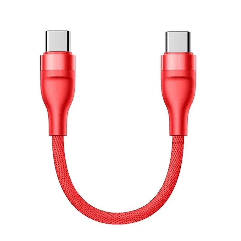 Type C to Type C 60W Fast Charging Cable USB C 0.25M Portable Short Data Cable For iPhone Samsung Xiaomi Dual PD Charge Cables Qme C to C -Red