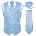 Men's Paisley Suit Vest Tie Formal Waistcoat Necktie Pocket Square Qme MJTZ0188 XXXL