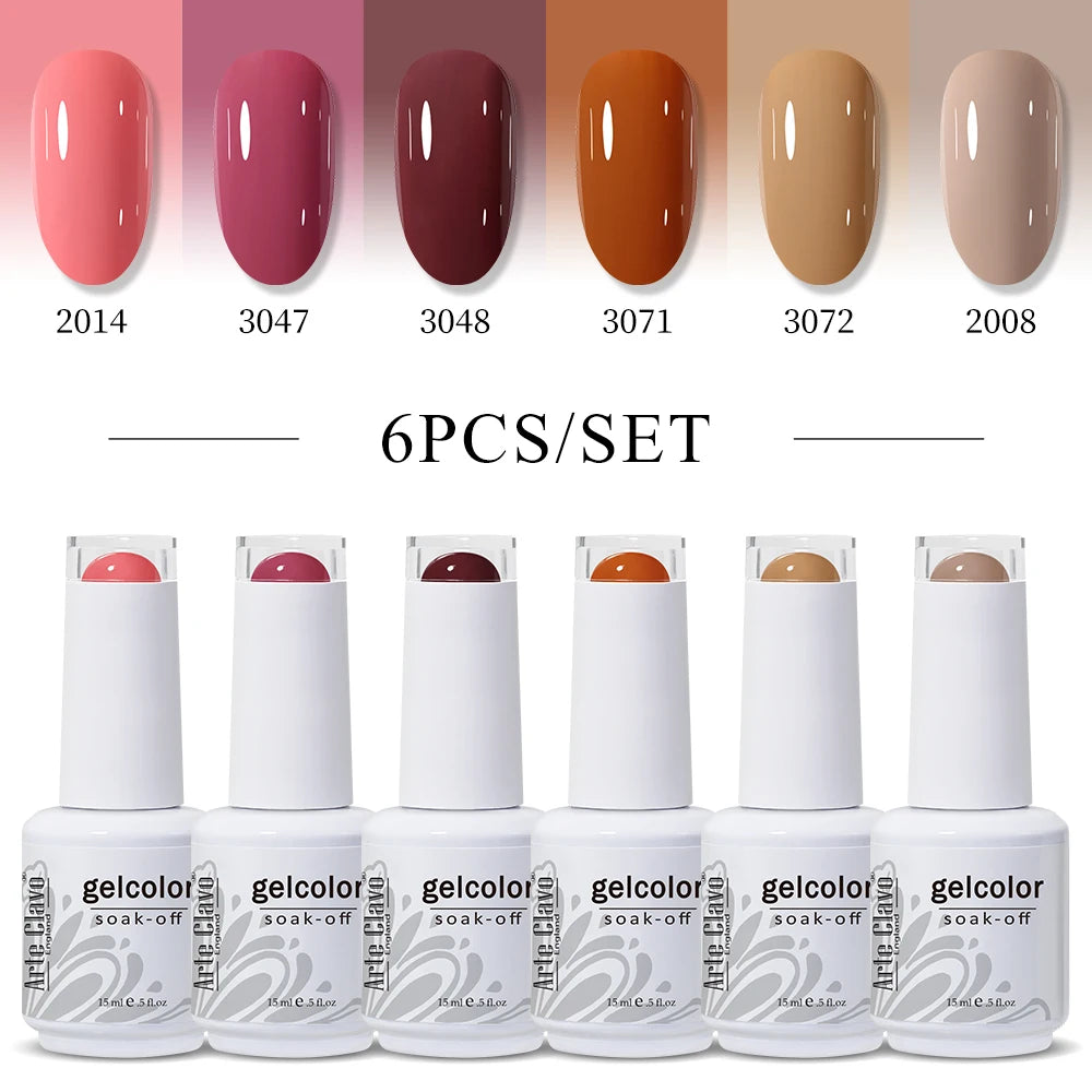 Arte Clavo Glitter Semi Permanent Nail Art LED UV Gel Polish Sparkly Qme AC-ZBZH50-6B